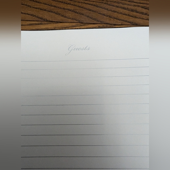 READ .Papyrus Guest book and pen with stand set.  Silver tone with Brown velour. - Picture 7 of 11